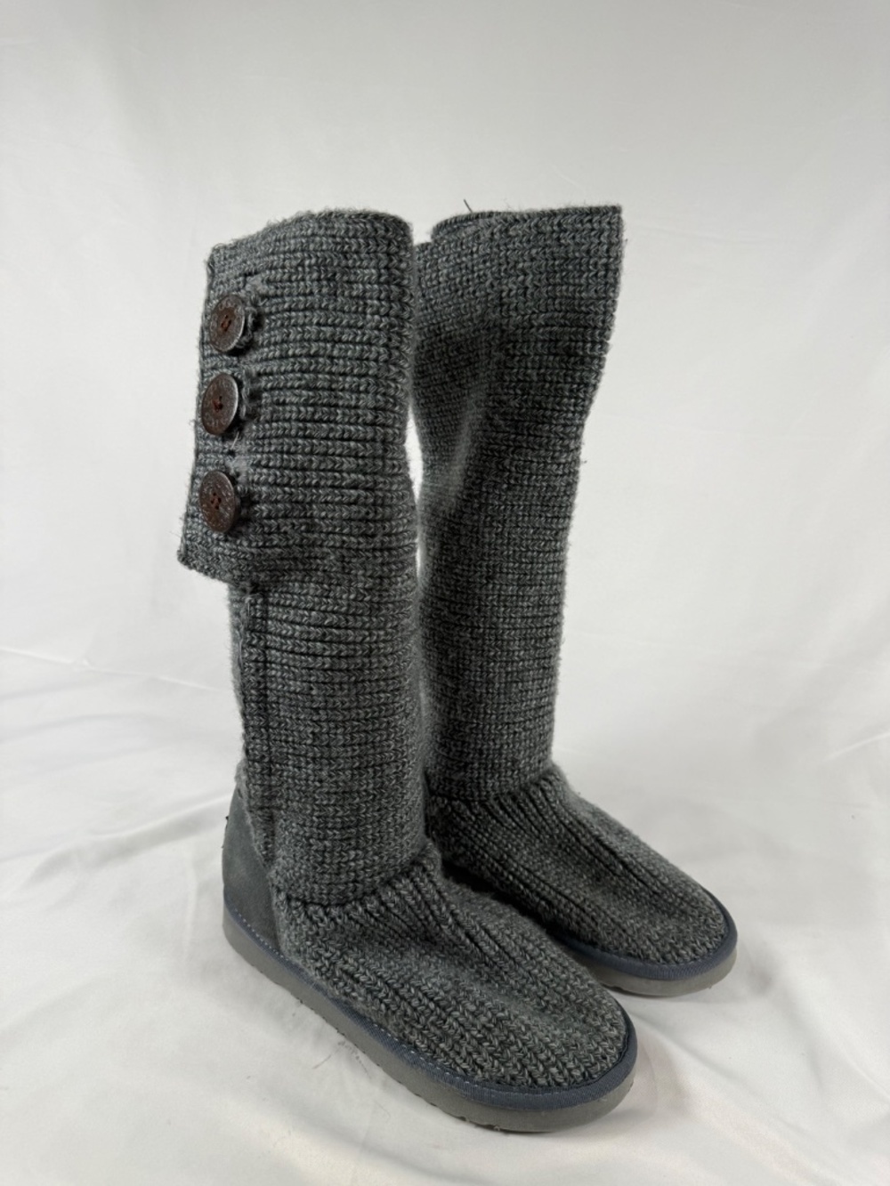 UGG Classic Cardy 5819 Gray Knit Sweater Boots Size 7 Y2K